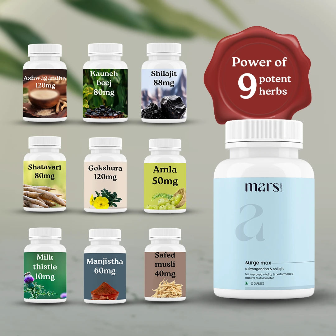 Mars Natural Ashwagandha Caps: Angereichert mit Shilajit und Safed Musli