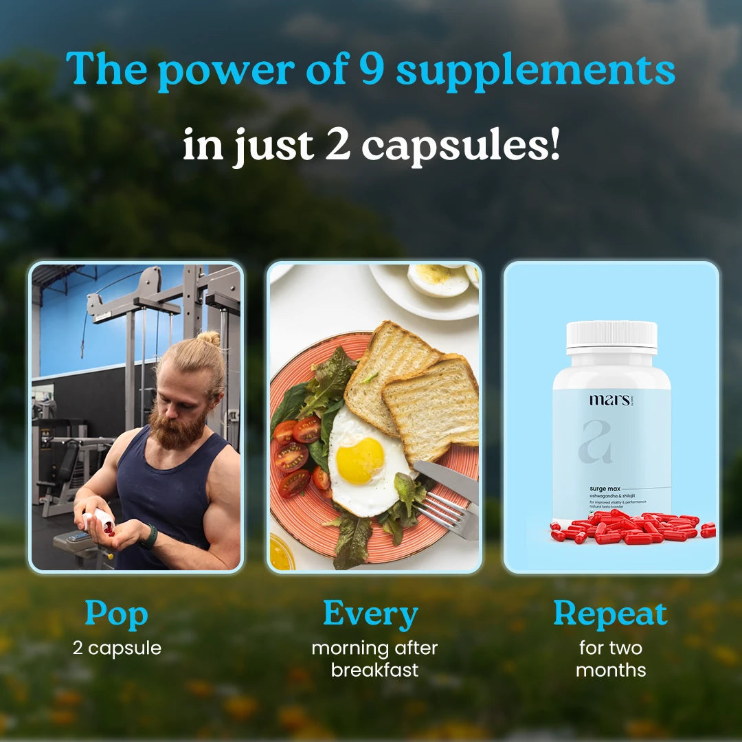 Mars Natural Ashwagandha Caps: Angereichert mit Shilajit und Safed Musli