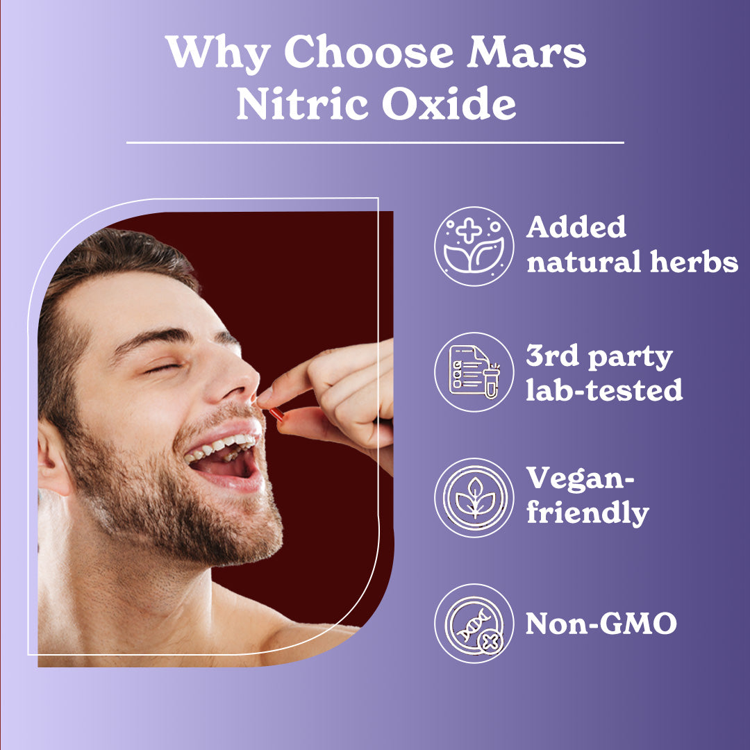 Mars Nitric Oxide Capsules with L-Arginine, L-Citrulline & Adaptogens – Circulation, Endurance & Recovery Support (60N)