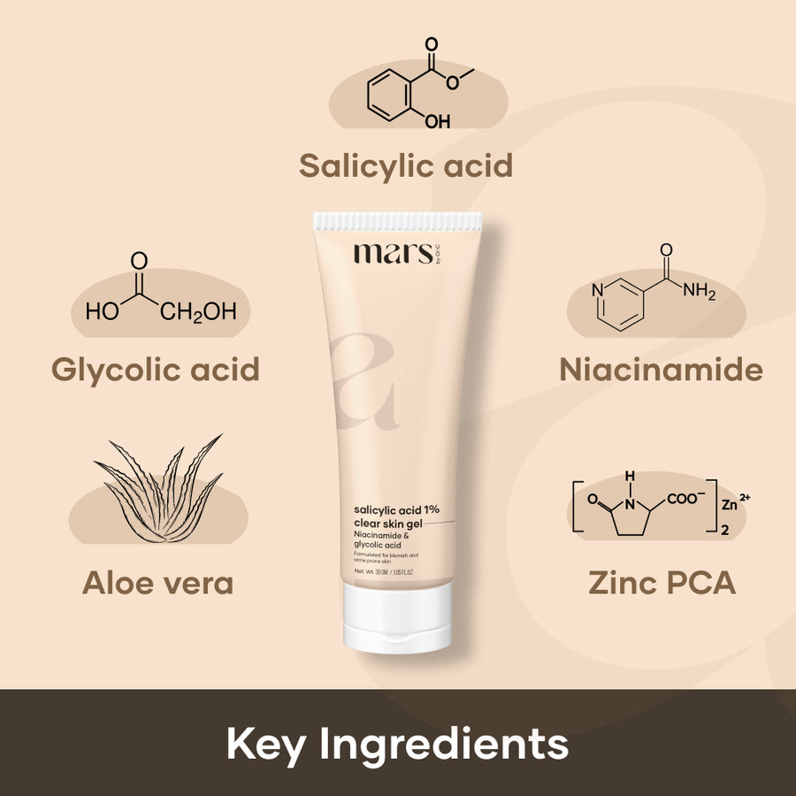 Salicylic Acid Clear Skin Gel: With Niacinamide, Glycolic Acid (AHA BHA)
