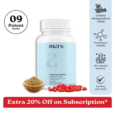 Mars Surge Max Testosterone Peptides: Powered With Performance Peptides, Ashwagandha & Shilajit