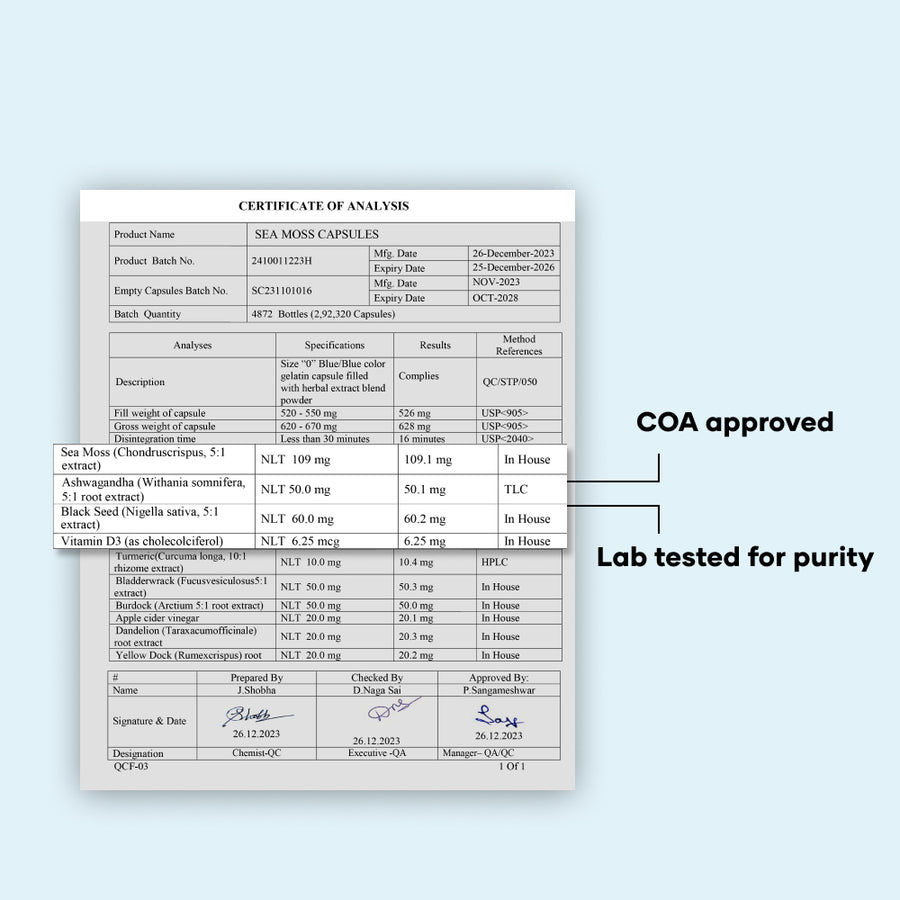 Mars Natural Sea Moss Caps: Powered with Ashwagandha, Black Seed, & Vitamin D3