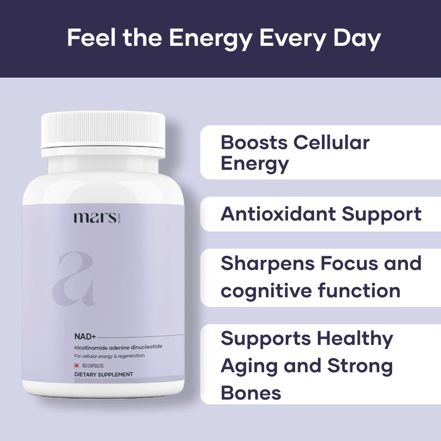 Mars NAD+ Capsules with NR, NMN & Vitamin B3 – Cellular Energy, Brain Health & Resilience Support (60N)