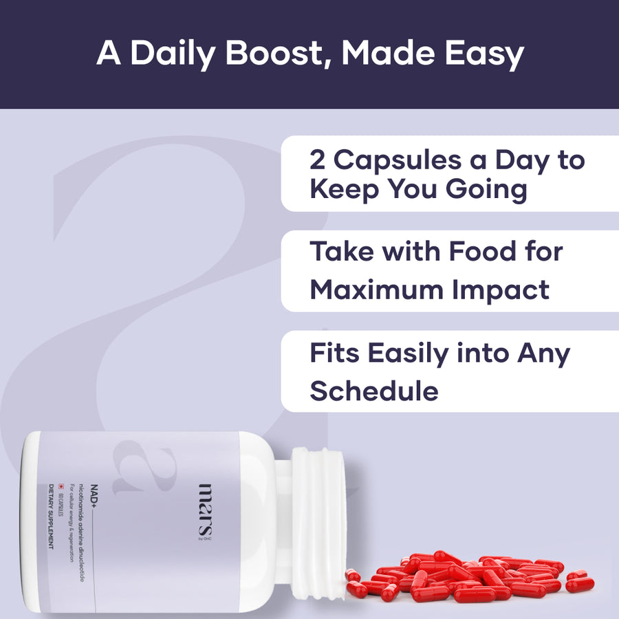 Mars NAD+ Capsules with NR, NMN & Vitamin B3 – Cellular Energy, Brain Health & Resilience Support (60N)