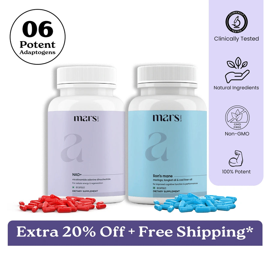 Mars Limitless Drive Combo: A NAD & Lions Mane Combo For Better Drive, Peak Performance & Bedroom Game