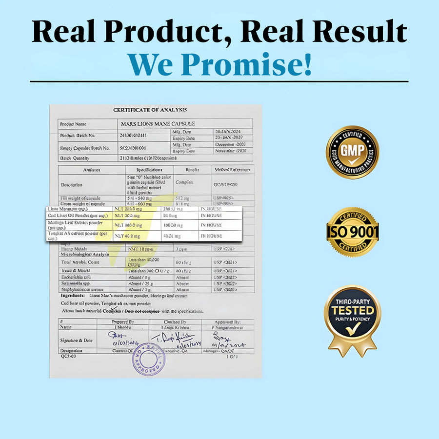 Mars Pure Lion’s Mane Caps - Unlock Monster Energy, Brain Power & All-Night Endurance