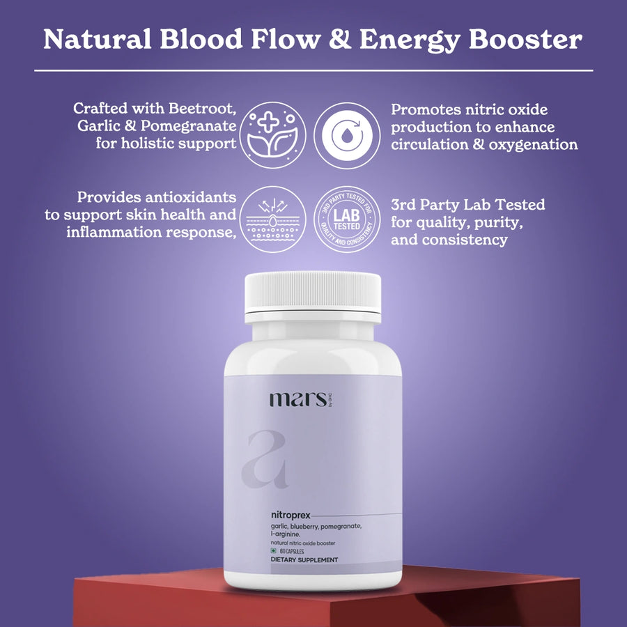 Mars NitroPrex – Natural Nitric Oxide Booster for Supercharge Blood Flow, Stamina & Performance