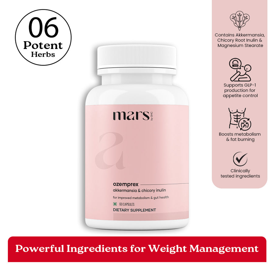 Mars OzemPrex: A Natural Akkermansia Booster with Improved GLP-1 Production, Gut Health & Calorie Control