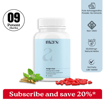 Mars Natural Ashwagandha Caps: Powered with Shilajit & Safed Musli