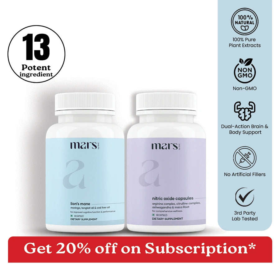 Mars Vitality Max - A Lion’s Mane & Nitric Oxide Combo for Better Stamina & Performance