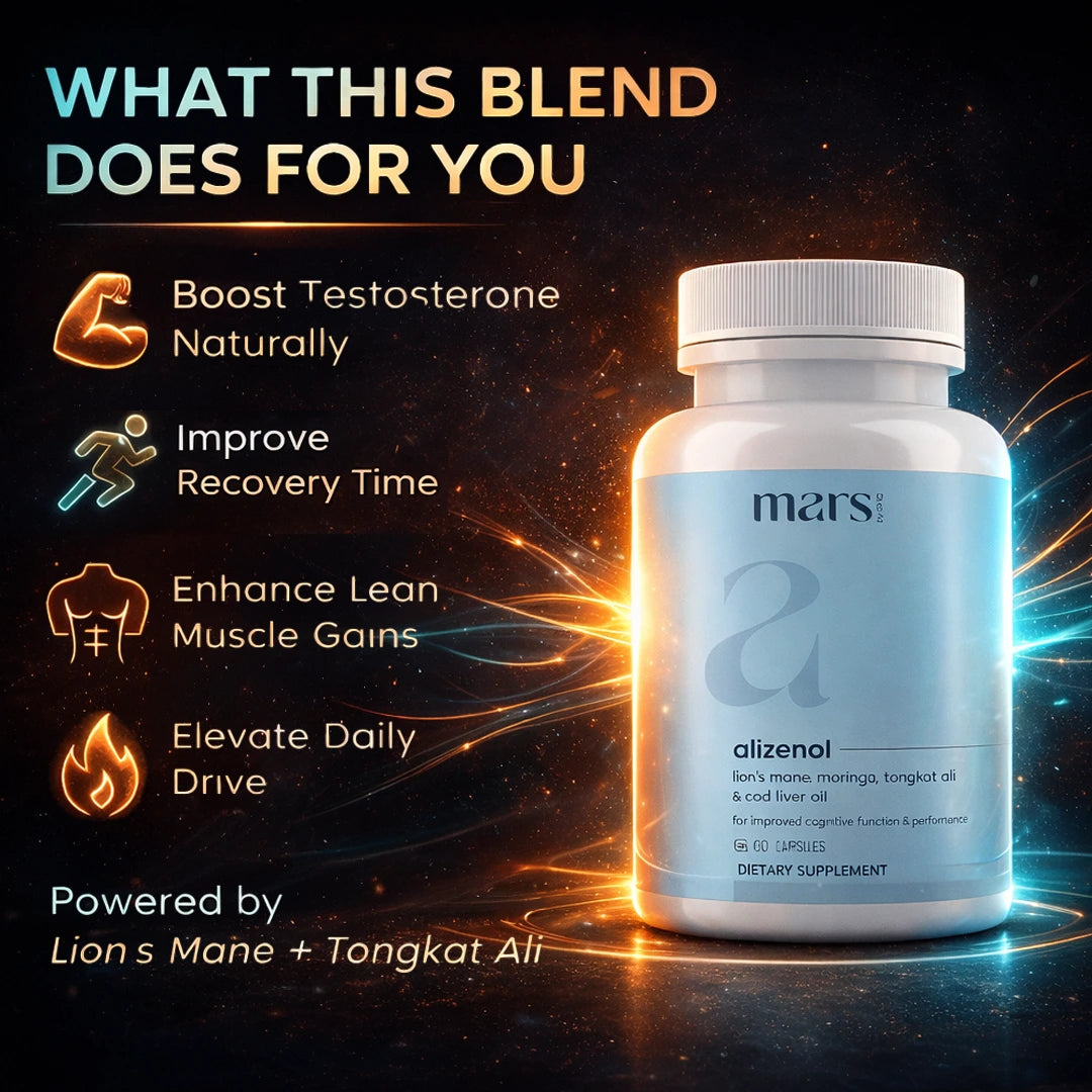 Mars Alizenol Capsules with Lion’s Mane, Tongkat Ali & Cod Liver Oil – Drive, Stamina & Performance Confidence Support (60N)