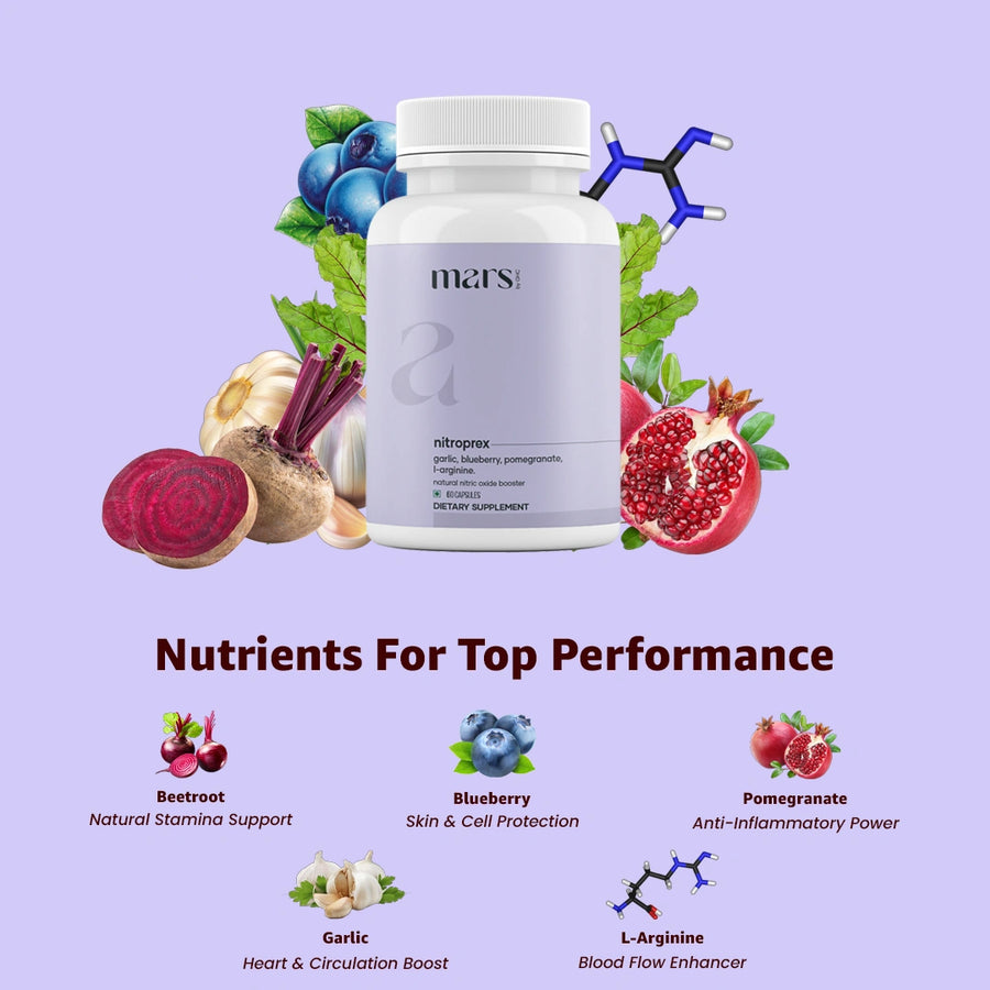Mars NitroPrex – Natural Nitric Oxide Booster for Supercharge Blood Flow, Stamina & Performance