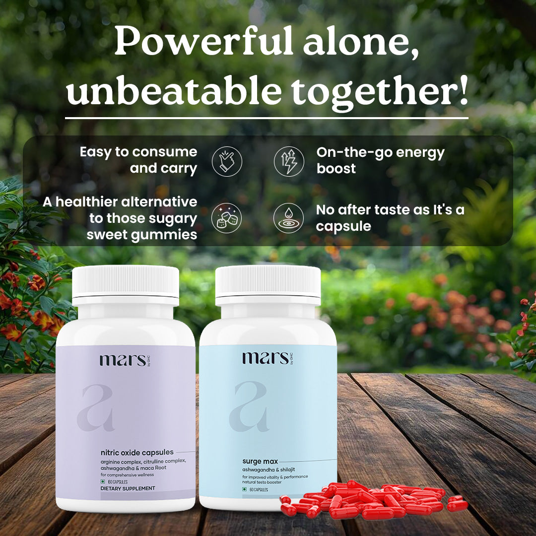 Growth Max Combo: Powered by Nitric Oxide & Pure Ashwagandha Capsules