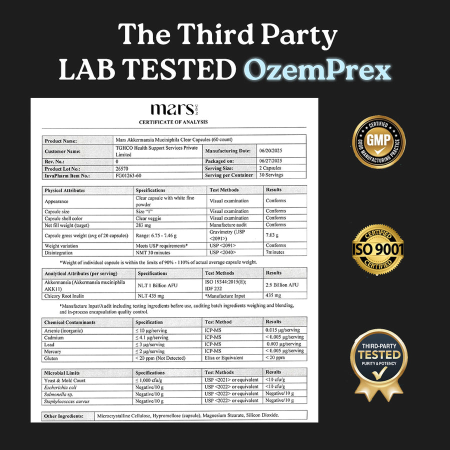 Mars OzemPrex: A Natural Akkermansia Booster with Improved GLP-1 Production, Gut Health & Calorie Control