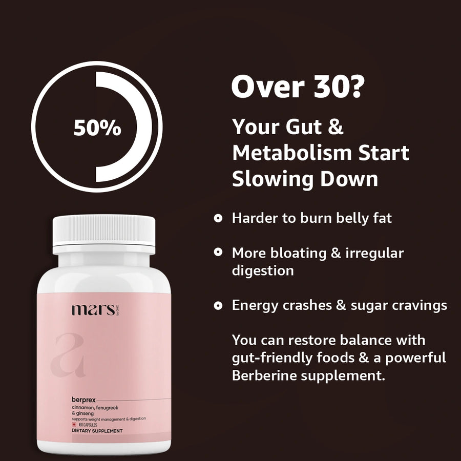 Mars BerPrex: A Natural Berberine Supplement For Gut, Belly Fat, Diabetes & Poop Issues