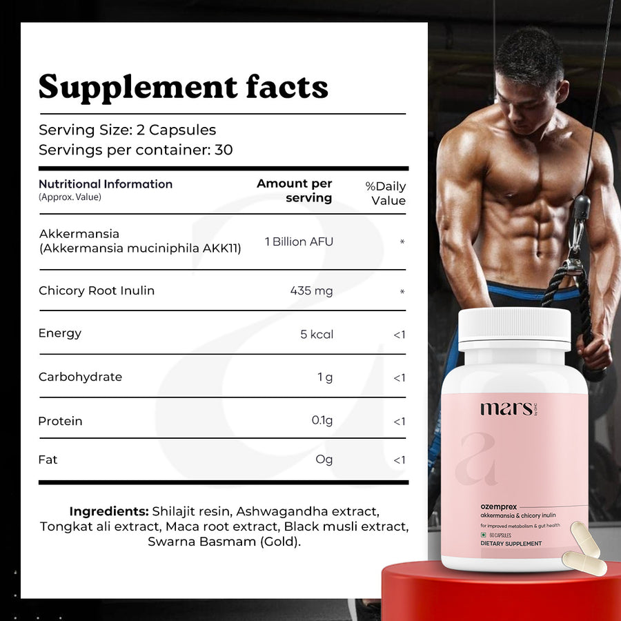 Mars OzemPrex: A Natural Akkermansia Booster with Improved GLP-1 Production, Gut Health & Calorie Control