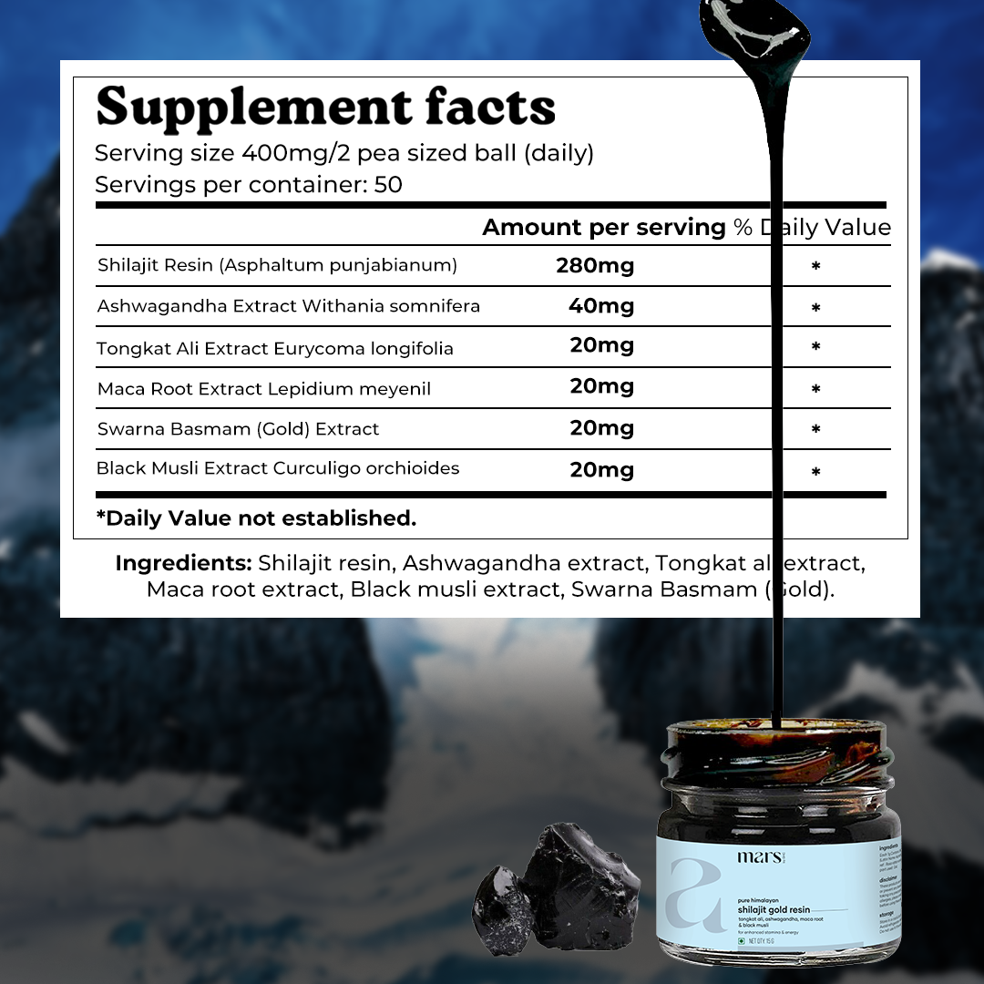 Pure Himalayan Shilajit Gold Resin with Ashwagandha|Mars by GHC