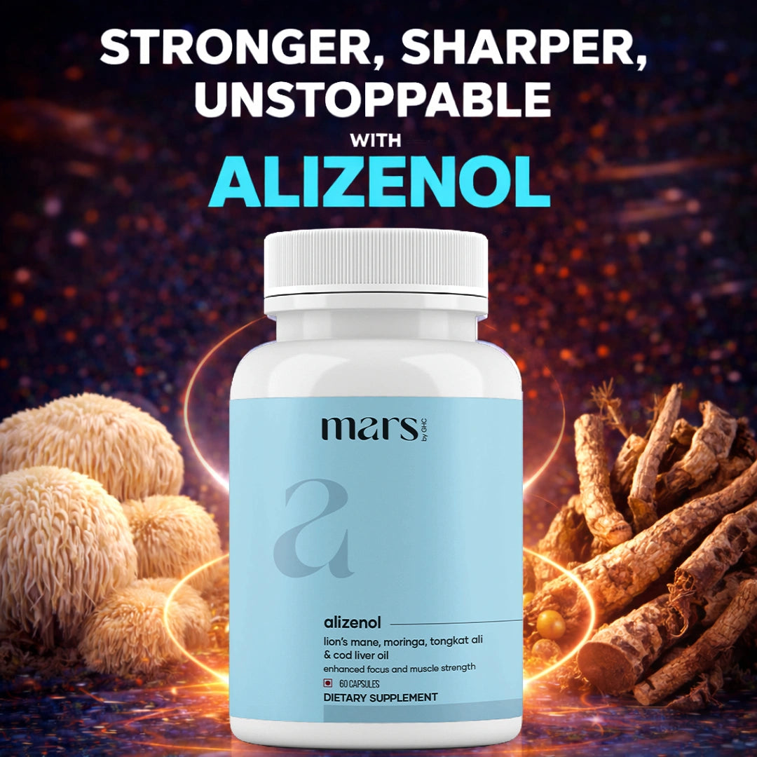 Mars Alizenol Capsules with Lion’s Mane, Tongkat Ali & Cod Liver Oil – Drive, Stamina & Performance Confidence Support (60N)
