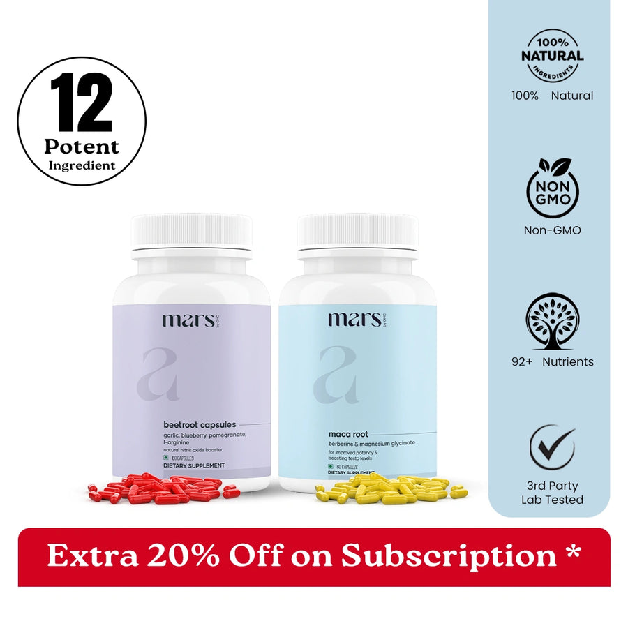 Mars BeetMax Combo : Mars Beetroot Nitric Oxide Booster & Mars Maca Root Capsules